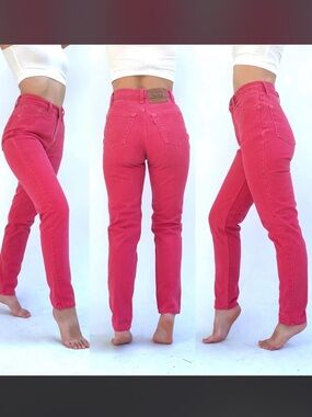 Vintage Levi’s 501 Red Coral Denim Straight Leg Button Fly Jeans 25 0